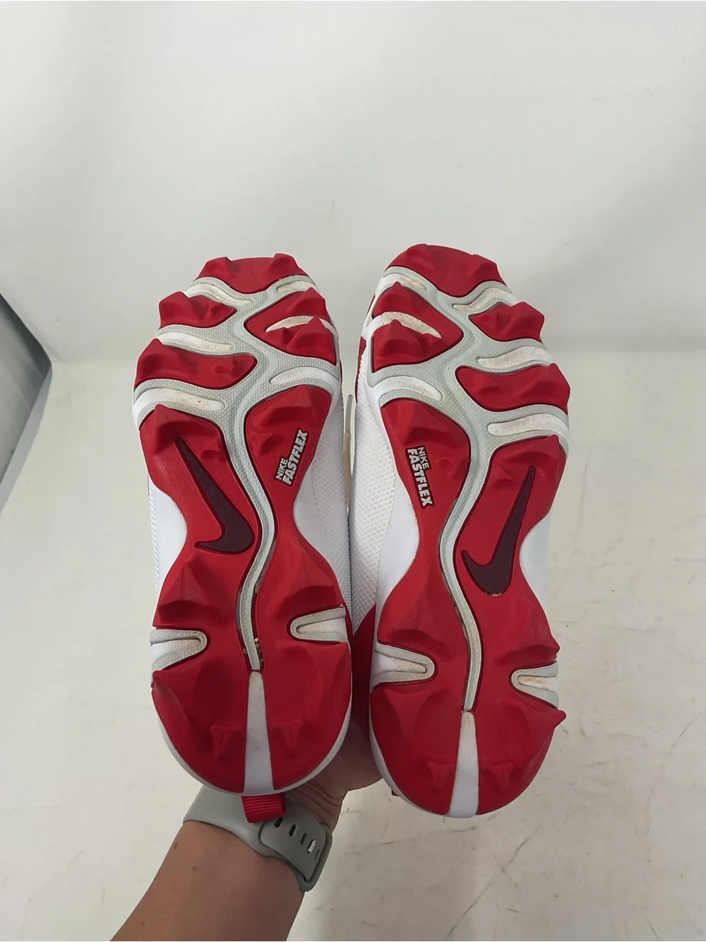 Nike Kids White and Red baseball cleats